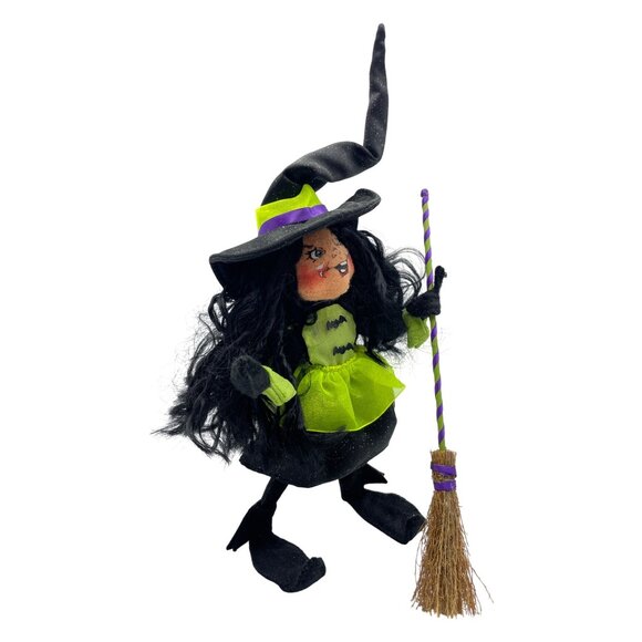 Annalee 2009 Sparkle Witch Elf Figurine Halloween Decor With Broom - Picture 3 of 16